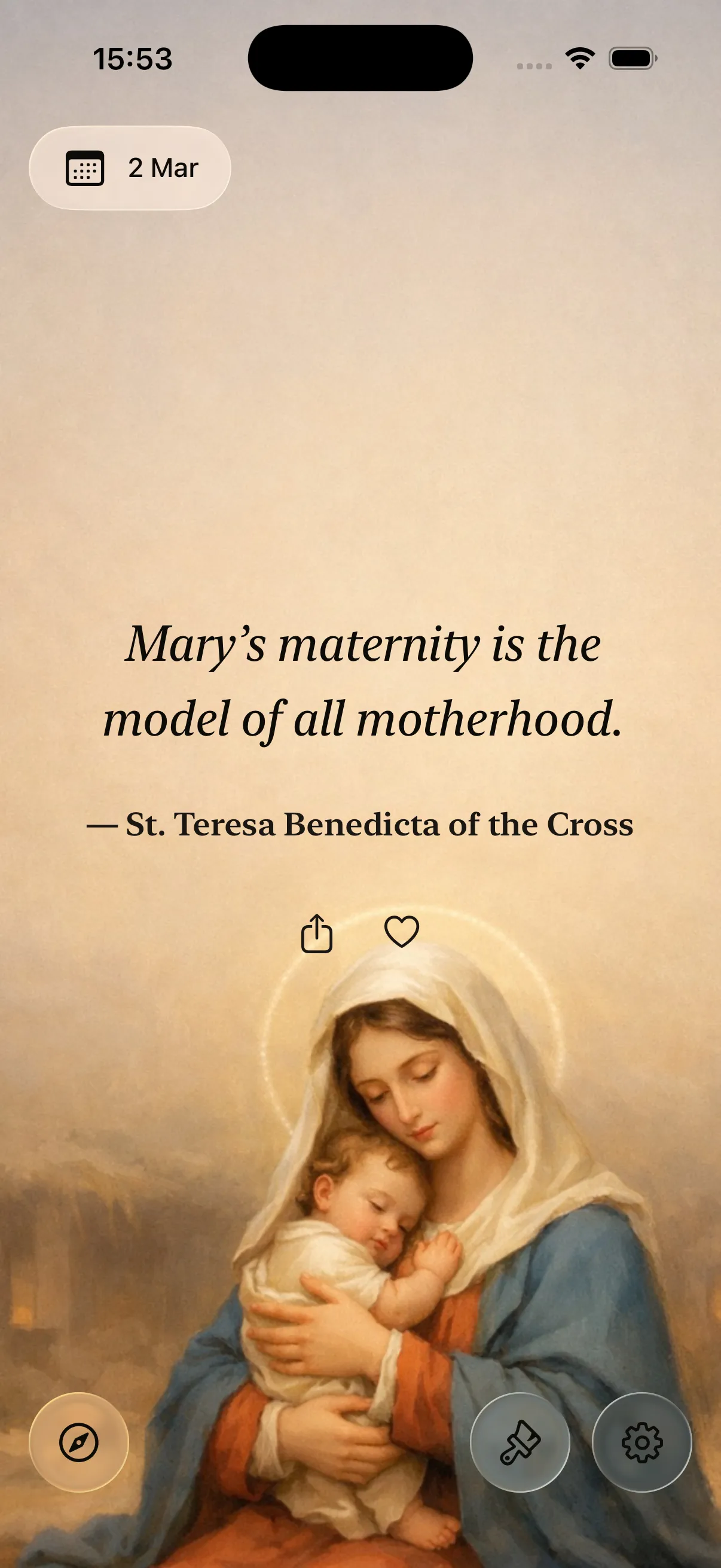 Catholic Daily app - main screen