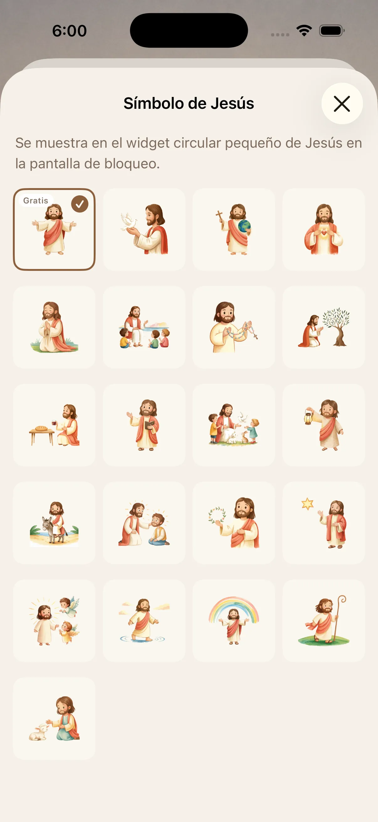 Pantalla de bloqueo — widget de símbolo de Jesús