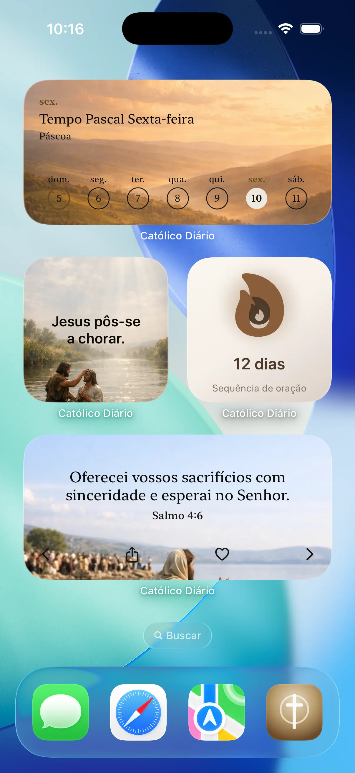 App Catholic Daily - widgets na tela inicial